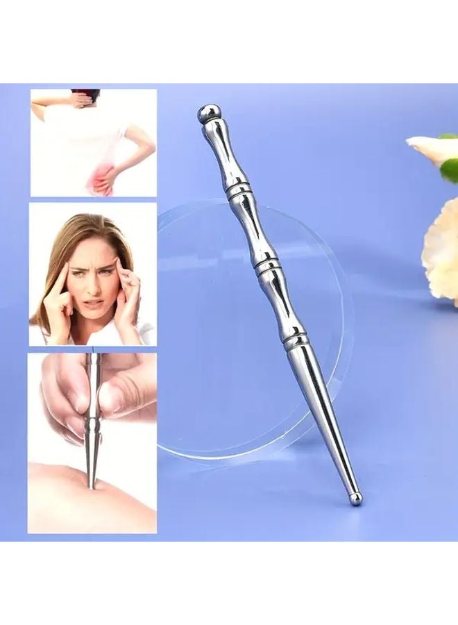 Silvery Stainless Steel Double Head Massage Stick For Full Body Relaxation - Image 2
